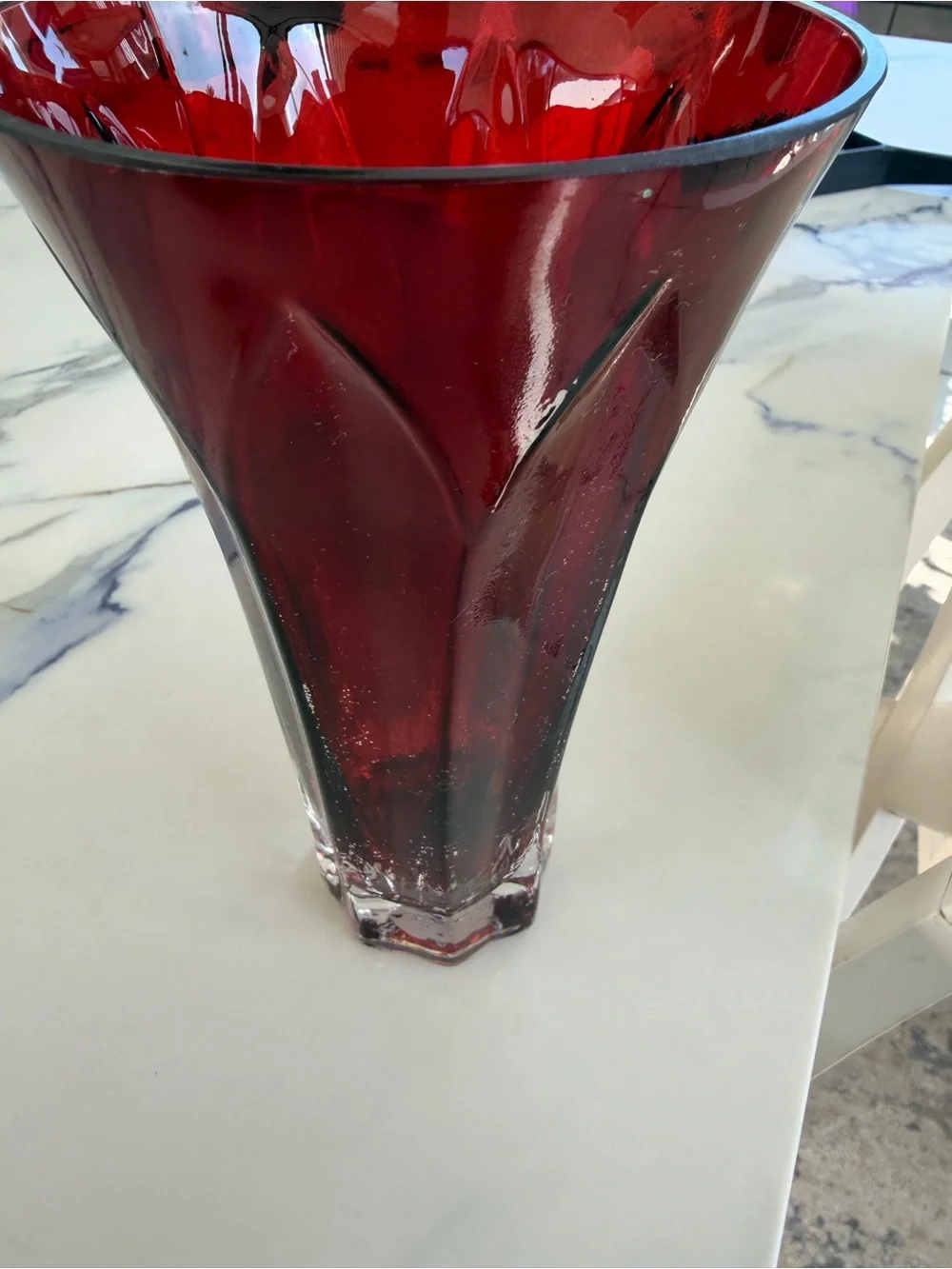Vintage FTD Ruby Red Glass Vase 8.5